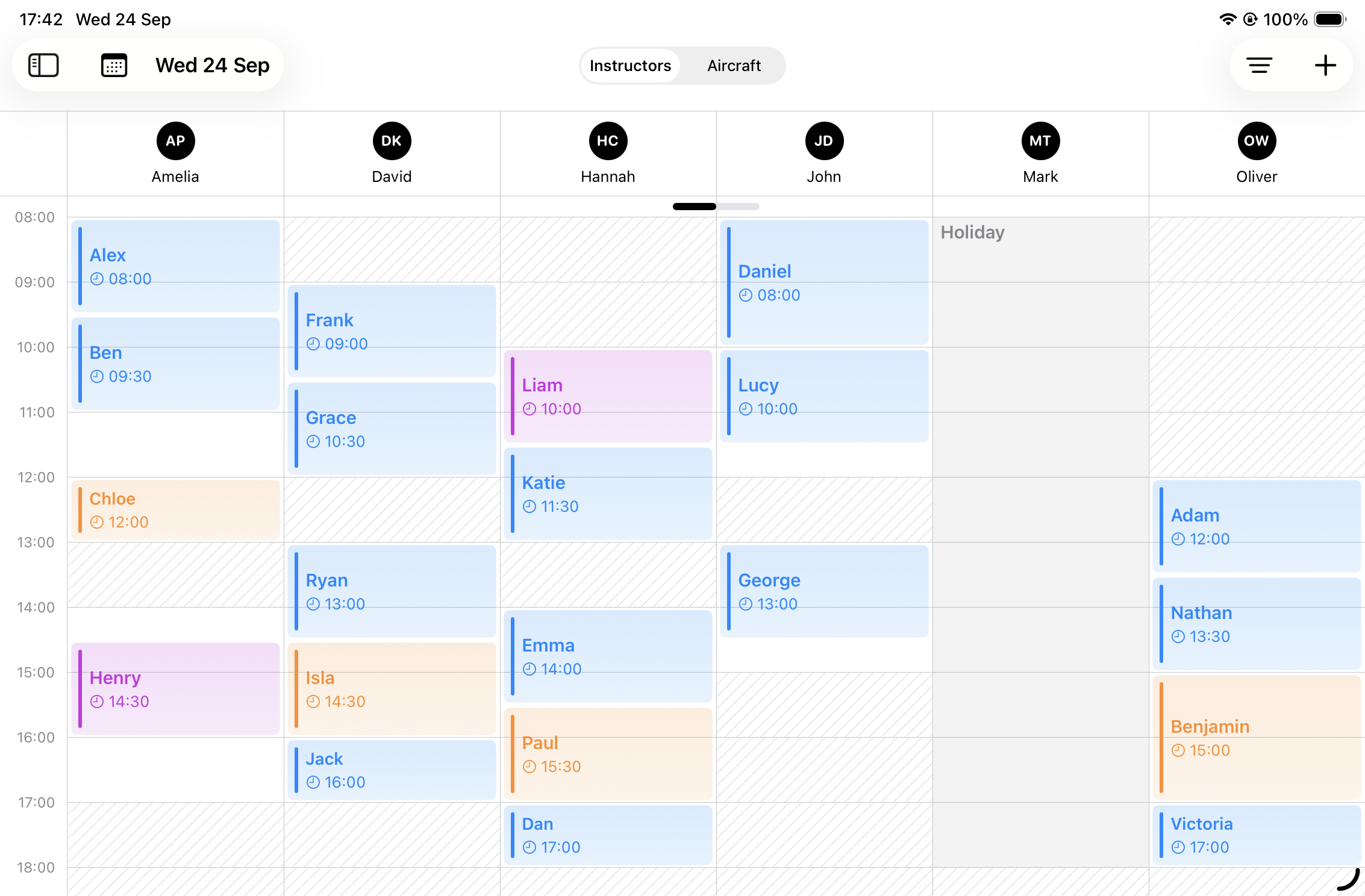 Wingbase schedule preview