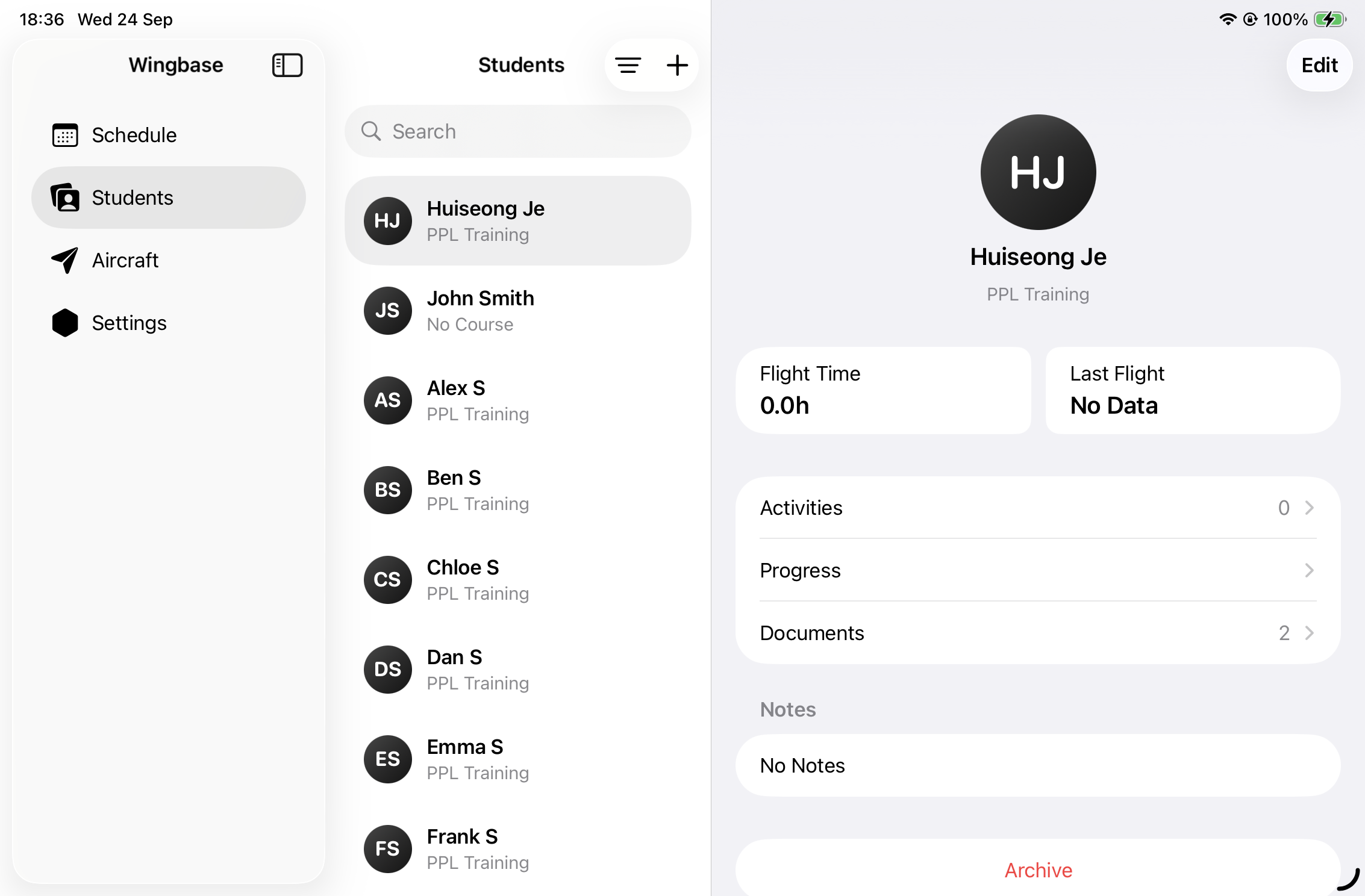 Student Progress preview